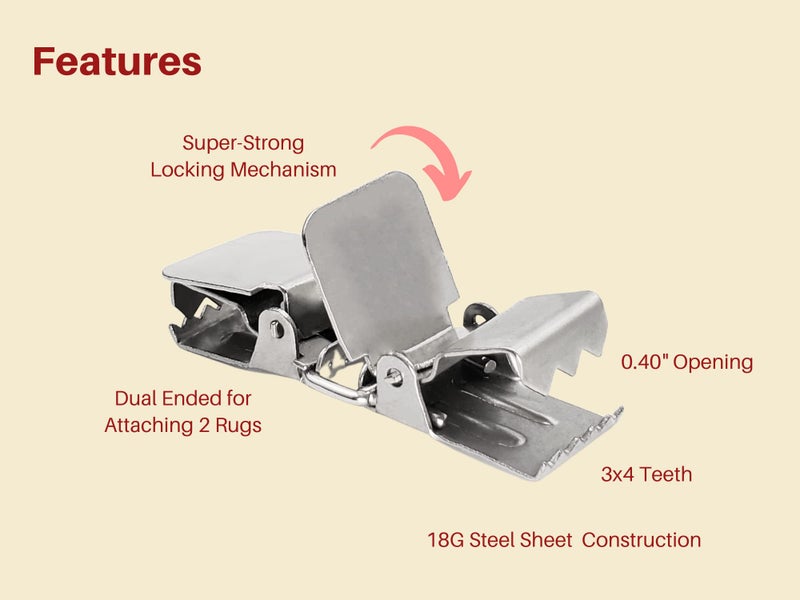 Wise Linkers Double Rug Clips (4 Pcs per Pack) for Hanging Carpets, Rugs and Quilts from Wise LINKERS - Image 3